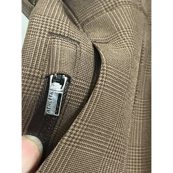 Athleta Skyline Plaid Pant II NEW Tie Waist Brown Work To Weekend Trouser 16